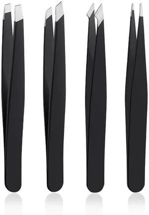 DTDNZKN 4 PCS Stainless Steel Tweezers Set Black DTDNZKN 4 PCS Stainless Steel Tweezers Set Black