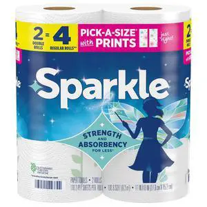 Sparkle Pick-A-Size Paper Towels, Spirited Prints, 2 Double Rolls, Strong 2 Ply Towels for Kitchen Cleanup and Everyday Messes Sparkle Pick-A-Size Paper Towels, Spirited Prints, 2 Double Rolls, Strong 2 Ply Towels for Kitchen Cleanup and Everyday Messes