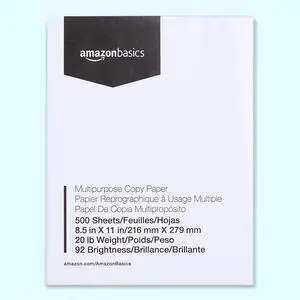 Amazon Basics Multipurpose Copy Printer Paper, 8.5 x 11 Inches, 20 lb, 92 Bright, White, 1 Ream (500 Sheets), Jam-Free Amazon Basics Multipurpose Copy Printer Paper, 8.5 x 11 Inches, 20 lb, 92 Bright, White, 1 Ream (500 Sheets), Jam-Free