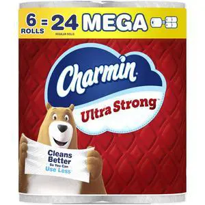 Charmin Ultra Strong Toilet Paper, 6 Mega = 24 Regular Rolls, 2-Ply, White Charmin Ultra Strong Toilet Paper, 6 Mega = 24 Regular Rolls, 2-Ply, White