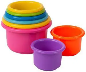 The First Years Stack & Count Stacking Cups, 8 Count - Colorful Stackable Water Toys for Baby Bath & Toddler Table The First Years Stack & Count Stacking Cups, 8 Count - Colorful Stackable Water Toys for Baby Bath & Toddler Table