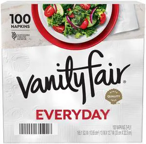 Vanity Fair Everyday Paper Napkins, 100 Count, Disposable Vanity Fair Everyday Paper Napkins, 100 Count, Disposable