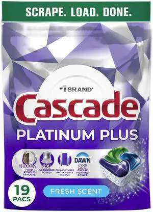 Cascade Platinum Plus Dishwasher Pods, Fresh, 19 Count Cascade Platinum Plus Dishwasher Pods, Fresh, 19 Count
