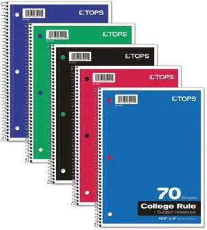 Oxford 65021 Spiral Notebook, 1-Subject, College Ruled, 70 Sheets, Color May Vary, Pack of 1 Oxford 65021 Spiral Notebook, 1-Subject, College Ruled, 70 Sheets, Color May Vary, Pack of 1