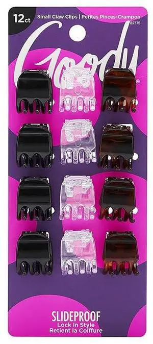 Goody Small Basic Half-Claw Hair Clips, 12-Count, 3-Prong, for All Hair Types, Neutral Colors (Black, Tortoise, Clear), SlideProof Grip All-Day Hold Goody Small Basic Half-Claw Hair Clips, 12-Count, 3-Prong, for All Hair Types, Neutral Colors (Black, Tortoise, Clear), SlideProof Grip All-Day Hold