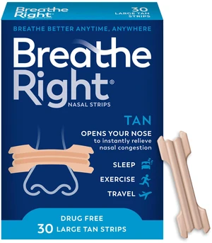 Breathe Right Nasal Strips Large Tan 30 Count, Relieves Nasal Congestion Breathe Right Nasal Strips Large Tan 30 Count, Relieves Nasal Congestion