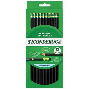 Ticonderoga #2 HB Soft Wood-Cased Pencils, Black, 12 Count Ticonderoga #2 HB Soft Wood-Cased Pencils, Black, 12 Count