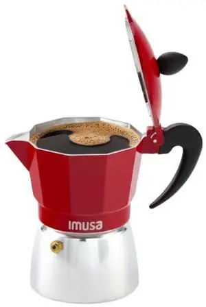 IMUSA USA B120-42T 3-Cup Aluminum Stovetop Espresso Coffeemaker, Red IMUSA USA B120-42T 3-Cup Aluminum Stovetop Espresso Coffeemaker, Red