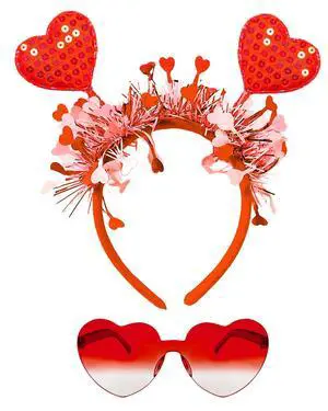 Dolkoic Heart Headband and Heart Sunglasses Valentines Halloween Party Accessories Dolkoic Heart Headband and Heart Sunglasses Valentines Halloween Party Accessories