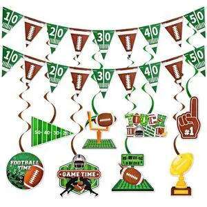 10 Pieces Football Game Hanging Banner Swirls Decorations - 2 Pennant Banners + 8 Football Swirls Garland for Sports Birthday Party Supplies 10 Pieces Football Game Hanging Banner Swirls Decorations - 2 Pennant Banners + 8 Football Swirls Garland for Sports Birthday Party Supplies