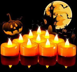 BEICHI Flameless Tea Lights Candles, 24-Pack, Orange, Battery Operated BEICHI Flameless Tea Lights Candles, 24-Pack, Orange, Battery Operated