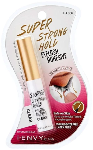 KISS i-Envy Super Strong Hold Eyelash Adhesive, Waterproof, Long-Lasting, Natural-Looking, Allergy & Latex Free, with Brush Applicator (Clear) KISS i-Envy Super Strong Hold Eyelash Adhesive, Waterproof, Long-Lasting, Natural-Looking, Allergy & Latex Free, with Brush Applicator (Clear)
