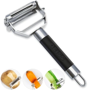 Deiss PRO Dual Julienne Peeler and Vegetable Peeler, Non-slip Handle, Y Peeler for Apple, Potato, Orange, Zoodles Maker - Veggie Noodle Maker Deiss PRO Dual Julienne Peeler and Vegetable Peeler, Non-slip Handle, Y Peeler for Apple, Potato, Orange, Zoodles Maker - Veggie Noodle Maker
