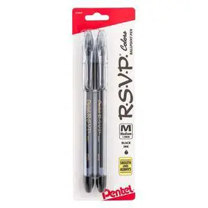 Pentel RSVP Colors Ballpoint Pen 1.0mm Medium Line Black Ink Pack of 2 (BK91CRBP2A) Pentel RSVP Colors Ballpoint Pen 1.0mm Medium Line Black Ink Pack of 2 (BK91CRBP2A)