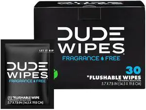 DUDE Wipes On-The-Go Unscented Adult Flushable Travel Wipes, 30 Count DUDE Wipes On-The-Go Unscented Adult Flushable Travel Wipes, 30 Count