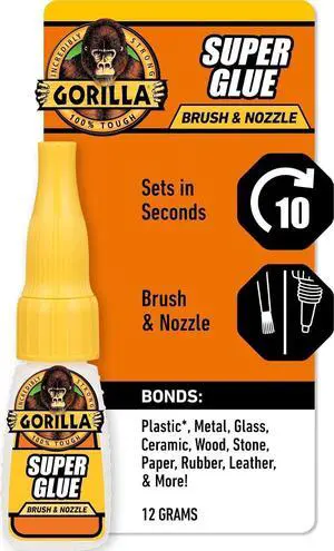 Gorilla Super Glue Brush and Nozzle Two-Way Applicator, Clear, 12g Gorilla Super Glue Brush and Nozzle Two-Way Applicator, Clear, 12g