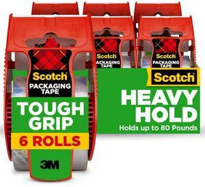 Scotch Tough Grip Moving Packing Tape, Clear, 1.88in x 22.2yd Scotch Tough Grip Moving Packing Tape, Clear, 1.88in x 22.2yd