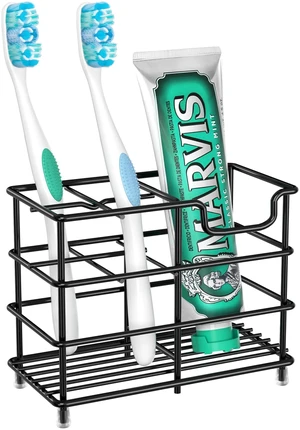 HBlife 5 Slots Black Stainless Steel Toothbrush Holder for Bathroom Organizer for Small Spaces HBlife 5 Slots Black Stainless Steel Toothbrush Holder for Bathroom Organizer for Small Spaces