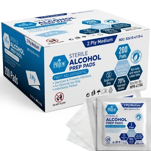 MED PRIDE Sterile Alcohol Prep Pads 70% Isopropyl 2-Ply 200 Count MED PRIDE Sterile Alcohol Prep Pads 70% Isopropyl 2-Ply 200 Count