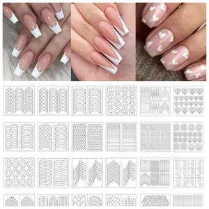 TailaiMei 1768Pcs 60Designs French Manicure Nail Stickers, Nail Art Tips Guides for DIY Decoration Stencil Tools (36Sheets) TailaiMei 1768Pcs 60Designs French Manicure Nail Stickers, Nail Art Tips Guides for DIY Decoration Stencil Tools (36Sheets)