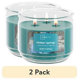 Mainstays 3-Wick Scented Glass Jar Candle, Hidden Springs, 11.5 oz, 2 Pack Mainstays 3-Wick Scented Glass Jar Candle, Hidden Springs, 11.5 oz, 2 Pack
