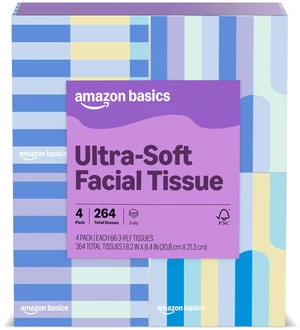 Amazon Basics Ultra-Soft 3-Ply Premium Facial Tissues, 264 Count (4 Cube Boxes of 66) Amazon Basics Ultra-Soft 3-Ply Premium Facial Tissues, 264 Count (4 Cube Boxes of 66)