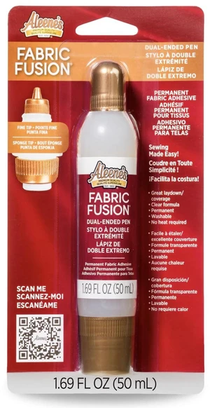 Aleene's Fabric Fusion Glue 1.6oz Dual-Ended Pen, Fine and Sponge Tips, Nontoxic, Permanent, Washable, Dries Flexible, Strong Bond on Fabrics, Clothing, Denim Aleene's Fabric Fusion Glue 1.6oz Dual-Ended Pen, Fine and Sponge Tips, Nontoxic, Permanent, Washable, Dries Flexible, Strong Bond on Fabrics, Clothing, Denim