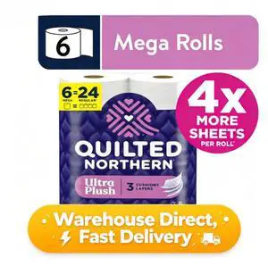 Quilted Northern Ultra Plush 3-Ply Toilet Paper, 6 Mega Rolls, 255 Sheets Per Roll Quilted Northern Ultra Plush 3-Ply Toilet Paper, 6 Mega Rolls, 255 Sheets Per Roll