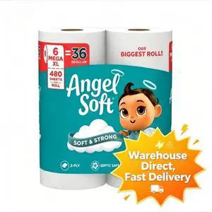 Angel Soft 2-Ply Toilet Paper, 6 Mega XL Rolls, 480 Sheets Per Roll Angel Soft 2-Ply Toilet Paper, 6 Mega XL Rolls, 480 Sheets Per Roll