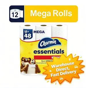 Charmin Essentials Strong Toilet Paper 12 Mega Rolls, 429 Sheets Per Roll Charmin Essentials Strong Toilet Paper 12 Mega Rolls, 429 Sheets Per Roll