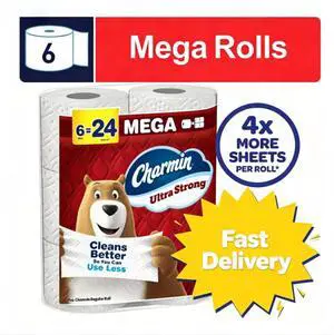 Charmin Ultra Strong Toilet Paper 6 Mega Rolls, 220 Sheets Per Roll Charmin Ultra Strong Toilet Paper 6 Mega Rolls, 220 Sheets Per Roll