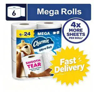 Charmin Toilet Paper Ultra Soft, 6 Mega Rolls Charmin Toilet Paper Ultra Soft, 6 Mega Rolls