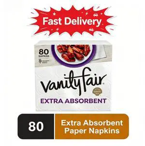 Vanity Fair Extra Absorbent 6.4 in x 6.45 in 2-Ply White Napkins (80 Count), Ideal For Daily Meals And Casual Parties Vanity Fair Extra Absorbent 6.4 in x 6.45 in 2-Ply White Napkins (80 Count), Ideal For Daily Meals And Casual Parties