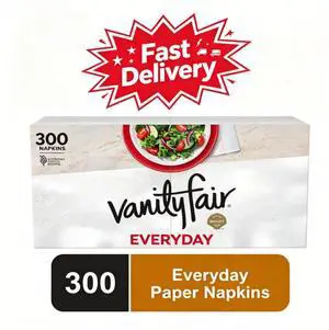 Vanity Fair Everyday 6.5 in x 6.35 in 2-Ply White Napkins (300 Count), Reliable Absorbency For Common Household Messes Vanity Fair Everyday 6.5 in x 6.35 in 2-Ply White Napkins (300 Count), Reliable Absorbency For Common Household Messes