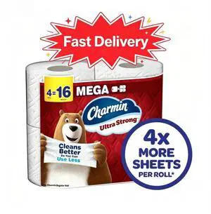Charmin Ultra Strong Toilet Paper 4 Mega Rolls, 220 Sheets Per Roll, Soft Texture For Comfortable Daily Use Charmin Ultra Strong Toilet Paper 4 Mega Rolls, 220 Sheets Per Roll, Soft Texture For Comfortable Daily Use