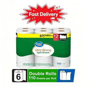 Great Value Ultra Strong Paper Towels, 6 Double Rolls, Enhanced Wet Strength Resists Ripping During Tough Cleaning Great Value Ultra Strong Paper Towels, 6 Double Rolls, Enhanced Wet Strength Resists Ripping During Tough Cleaning