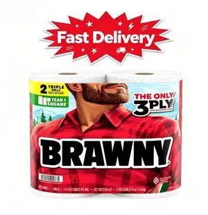 Brawny Tear-A-Square 3-Ply Paper Towels, 2 Triple Rolls, 114 Sheets per Roll, Customizable Sheet Sizes Help Reduce Waste Brawny Tear-A-Square 3-Ply Paper Towels, 2 Triple Rolls, 114 Sheets per Roll, Customizable Sheet Sizes Help Reduce Waste