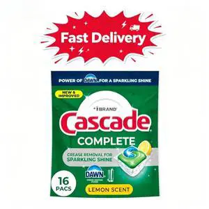 Cascade Complete Action Pacs, Dishwasher Detergent, Lemon, 16 Count, Easy single-use design with zero messy pouring or measuring Cascade Complete Action Pacs, Dishwasher Detergent, Lemon, 16 Count, Easy single-use design with zero messy pouring or measuring