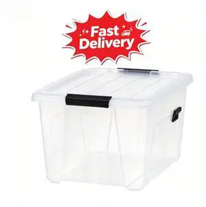 IRIS 32 Qt. Plastic Storage Bin with Lid, Stackable Storage Containers, Tote, Secure lid keeps dust and moisture away from stored items IRIS 32 Qt. Plastic Storage Bin with Lid, Stackable Storage Containers, Tote, Secure lid keeps dust and moisture away from stored items