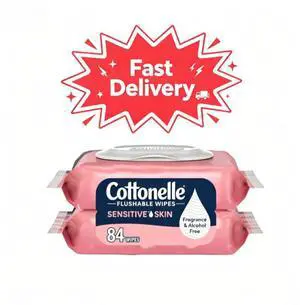 Cottonelle Fragrance Free Flushable Wet Wipes, 2 Flip-Top Packs Cottonelle Fragrance Free Flushable Wet Wipes, 2 Flip-Top Packs