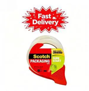 Scotch Sure Start Packaging Tape, Clear, 1.88 in. x 54.6 yd., 1 Roll, Smooth unwinding prevents splitting during packaging Scotch Sure Start Packaging Tape, Clear, 1.88 in. x 54.6 yd., 1 Roll, Smooth unwinding prevents splitting during packaging