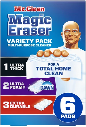 Mr. Clean Magic Eraser Sponge Variety Pack, 6ct - 1 Ultra Thick, 2 Ultra Foamy, 3 Extra Durable, All Purpose Cleaner for Kitchen, Bathroom, Shower, Oven Mr. Clean Magic Eraser Sponge Variety Pack, 6ct - 1 Ultra Thick, 2 Ultra Foamy, 3 Extra Durable, All Purpose Cleaner for Kitchen, Bathroom, Shower, Oven