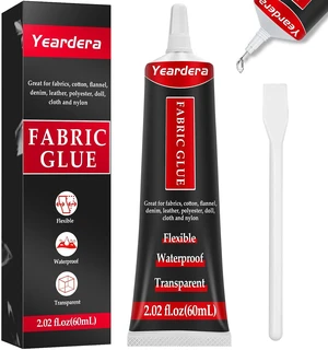 Yeardera Fabric Glue, Permanent, Clear, Washable Adhesive for Clothing, Patches, Leather, Cotton, Denim, Polyester, Flannel, and All Fabrics Yeardera Fabric Glue, Permanent, Clear, Washable Adhesive for Clothing, Patches, Leather, Cotton, Denim, Polyester, Flannel, and All Fabrics