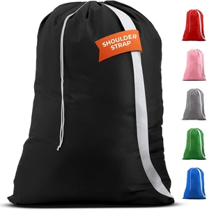 Extra Large Laundry Bag with Shoulder Strap, 30"x40", Black Extra Large Laundry Bag with Shoulder Strap, 30"x40", Black