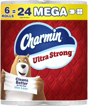 Charmin Ultra Strong Toilet Paper, 2-Ply, 6 Mega Rolls (Equals 24 Regular Rolls), White Charmin Ultra Strong Toilet Paper, 2-Ply, 6 Mega Rolls (Equals 24 Regular Rolls), White