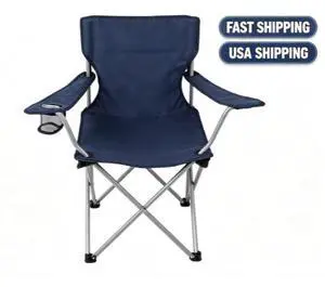 Ozark Trail Quad Folding Camp Chair with Cup Holder, Dark Blue Portable Outdoor Camping Chair Ozark Trail Quad Folding Camp Chair with Cup Holder, Dark Blue Portable Outdoor Camping Chair