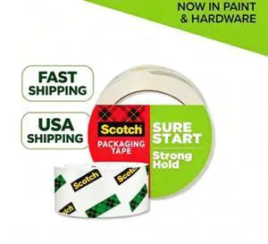Clear Packing Tape 1.88" × 54.6 Yd, Scotch Sure Start Packaging Tape, 1 Roll Clear Packing Tape 1.88" × 54.6 Yd, Scotch Sure Start Packaging Tape, 1 Roll