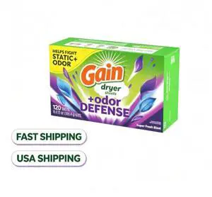 Gain Odor Defense Fabric Softener Dryer Sheets, Super Fresh Blast Fragrance, 120 Sheets Laundry Supply Gain Odor Defense Fabric Softener Dryer Sheets, Super Fresh Blast Fragrance, 120 Sheets Laundry Supply