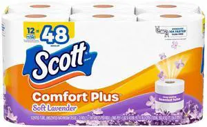 Scott ComfortPlus Toilet Paper with Soft Lavender Scented Tube, 12 Mega Rolls Scott ComfortPlus Toilet Paper with Soft Lavender Scented Tube, 12 Mega Rolls