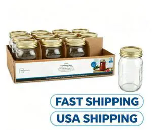 Mainstays 16 oz Mason Jars, Regular Mouth Pint Canning Jars with Lids and Rings, 12-Pack Glass Jars for Home Canning and Meal Prep Mainstays 16 oz Mason Jars, Regular Mouth Pint Canning Jars with Lids and Rings, 12-Pack Glass Jars for Home Canning and Meal Prep